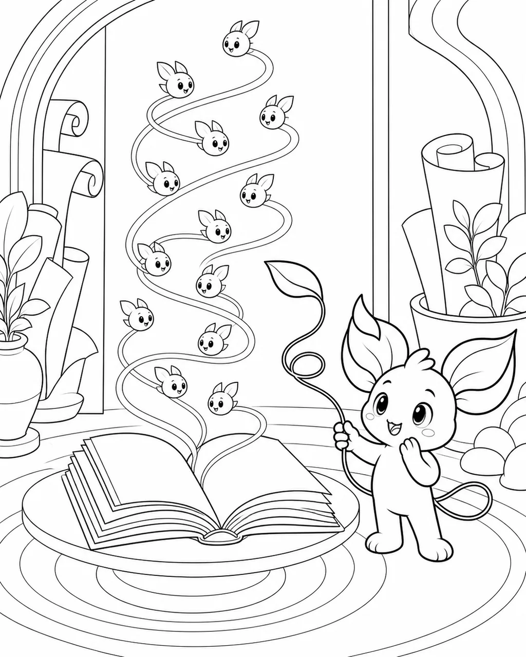 Line-art opening scene