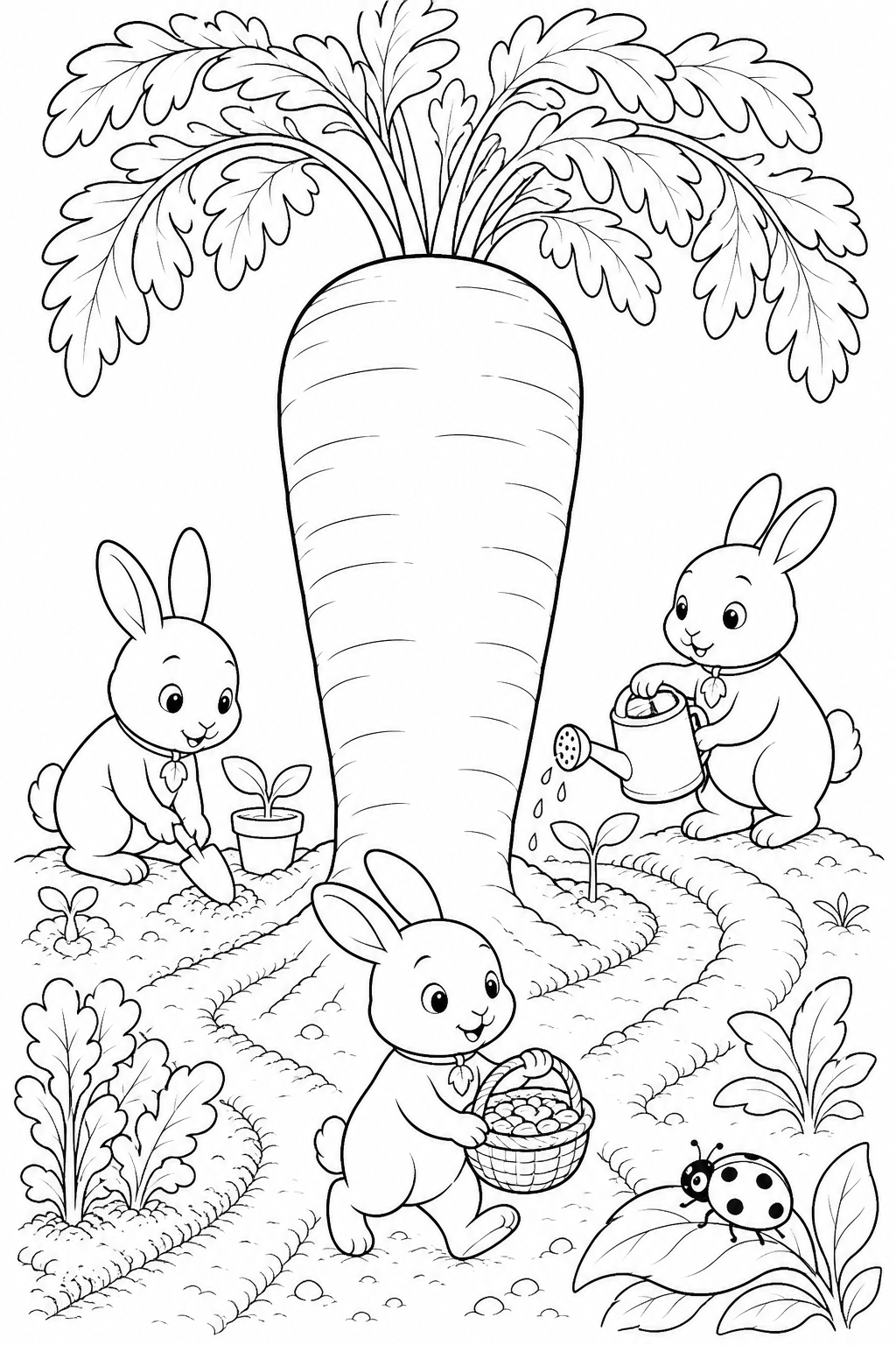 Scale Surprise sample 1 with tiny rabbits and an enormous garden object