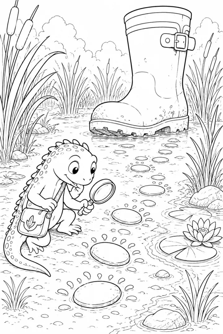 Hedgehog hero investigates the giant boot from a changed viewpoint